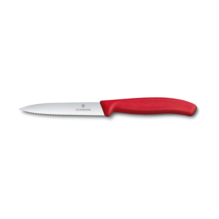 Victorinox vihannes- & kuorimaveitsi aaltoterällä 10 cm, Punainen Victorinox