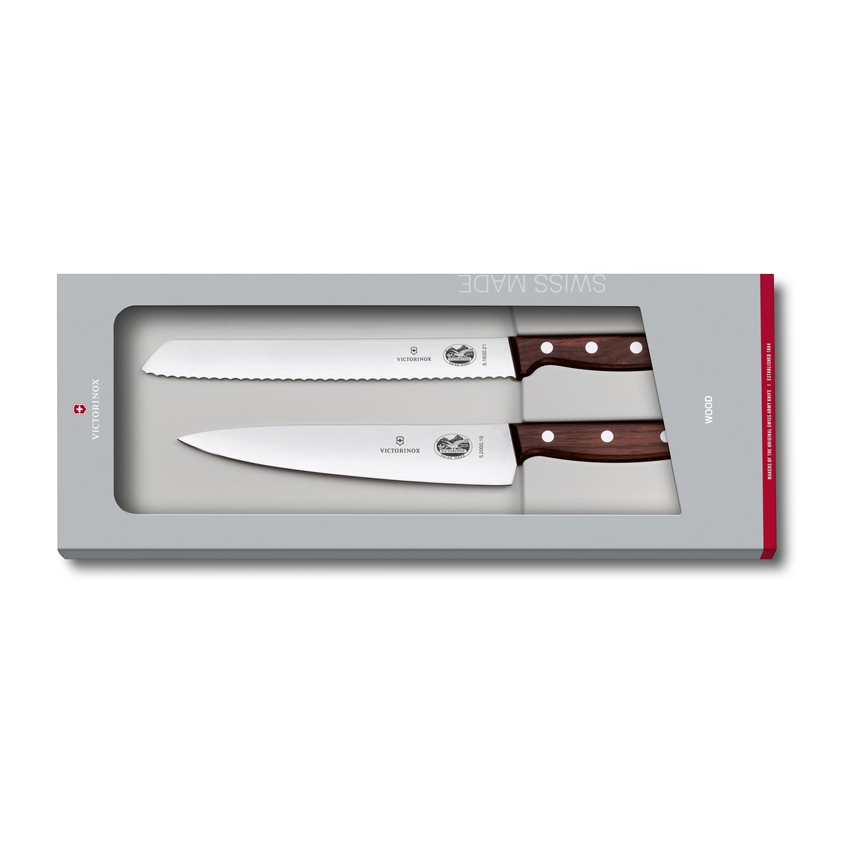 Victorinox Wood veitsisetti leipäveitsi ja kokkiveitsi Ruostumaton teräs-vaahtera