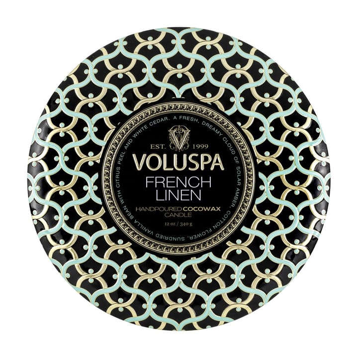 Maison Noir 3-wick Tin tuoksukynttilä 40 tuntia, French Linen Voluspa