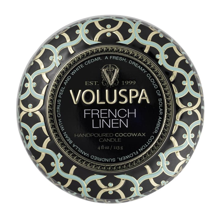 Maison Noir Mini Tin tuoksukynttilä 25 tuntia, French Linen Voluspa